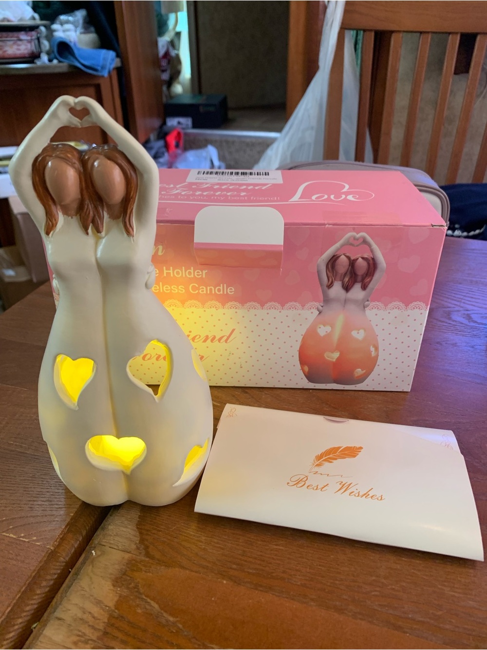 Best Friends Forever Resin Candleholder Gift Set Flameless Candle